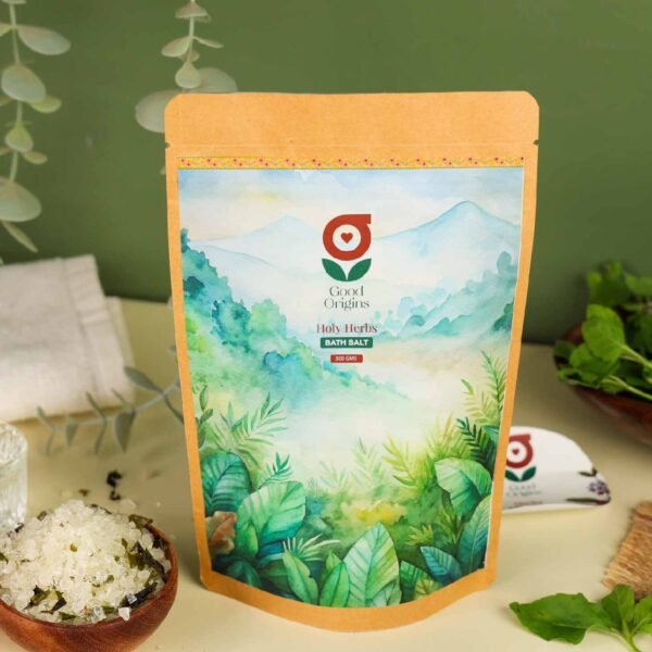 Holy Herbs Bath Salt - Best Herbal Bath Salt for Natural Relaxation in India | Tulsi Bath Salt | Neem Bath Salt - Good Origins Store. Best herbal Bath Salt in India